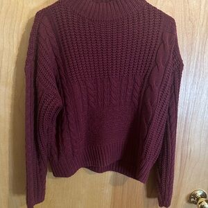 Time and Tru Maroon Cable Knit Turtleneck Sweater